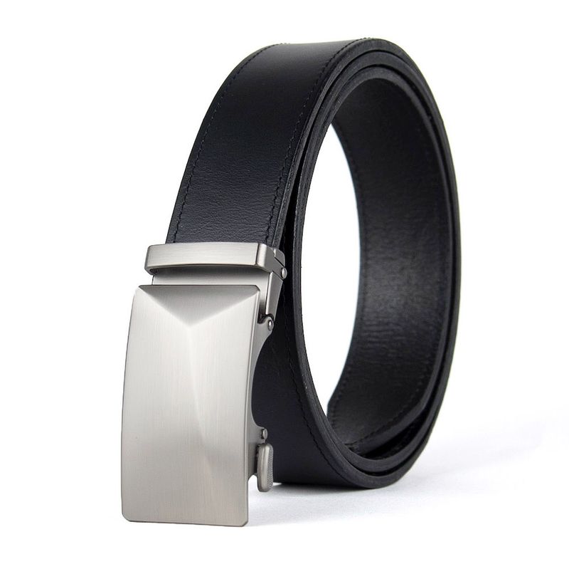 Kožený opasok NICKEL XYRON 3,5 cm, automatická pracka, Čierny