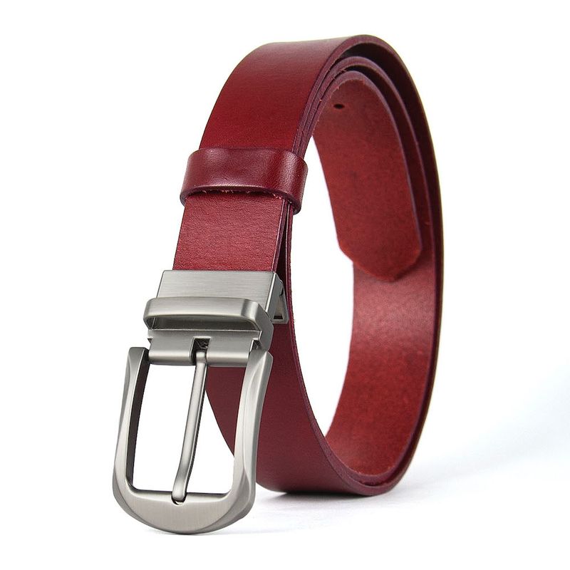 Kožený opasok STEEL NOVA, šírka 3,3 cm, Bordový