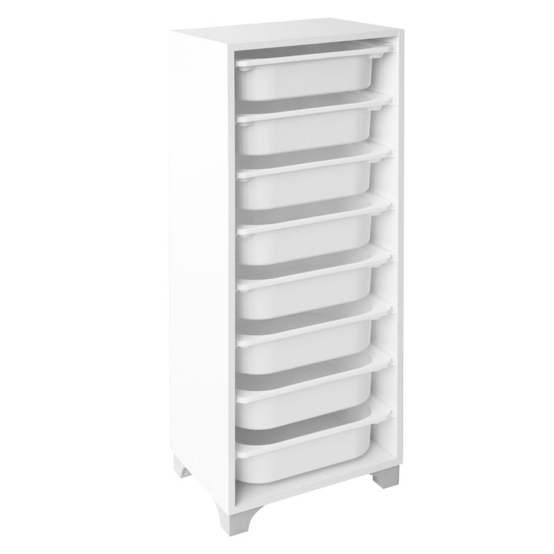 Regál s úložnými boxami, 8 boxov, biely