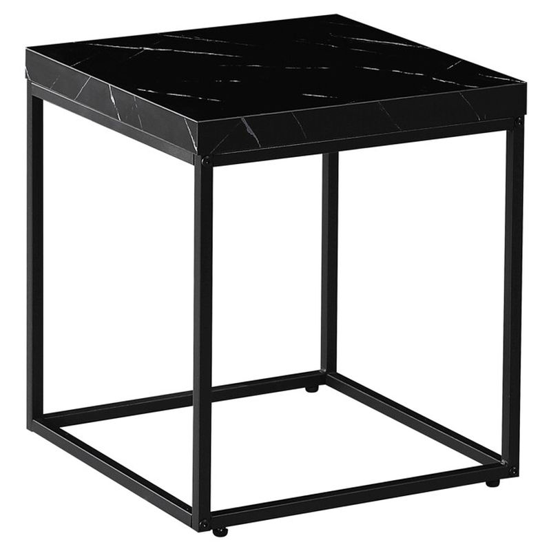 Konferenčný stolík 40x40cm, MDF čierny mramor, čierna podnož