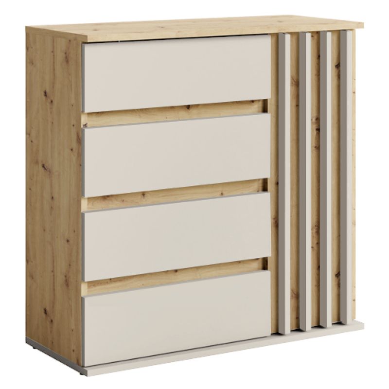 Komoda 1D4s, 1x dvierka a 4x zásuvka, kašmír-dub artisan