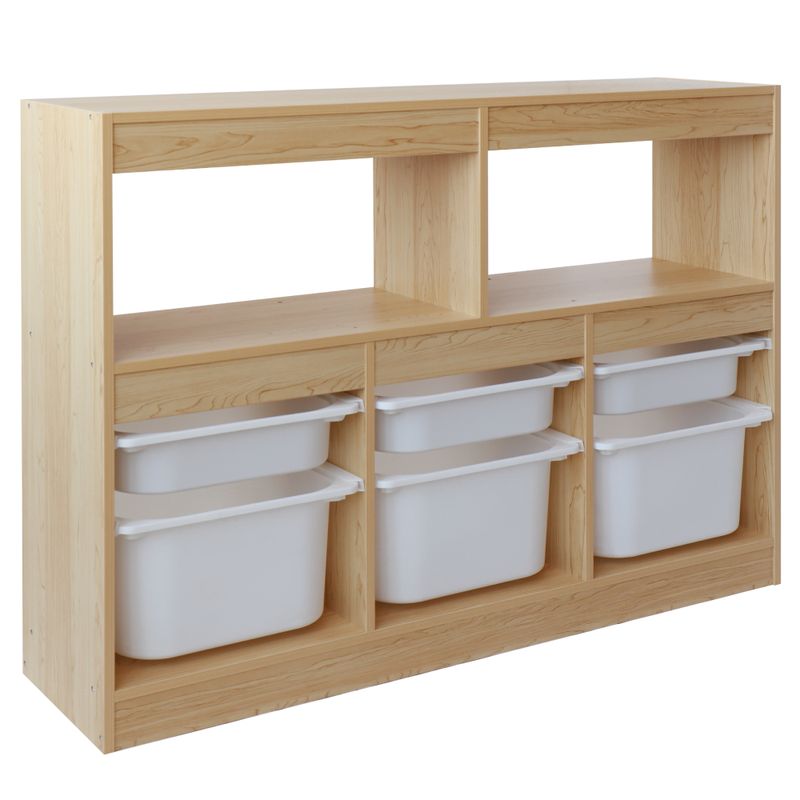 Organizér s úložnými boxami, DTD dub, plast biely