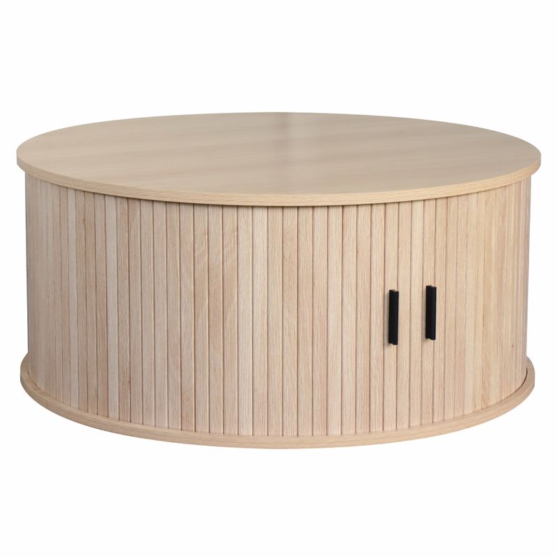 Okrúhly konferenčný stolík, dub, 80 cm, s úložným priestorom