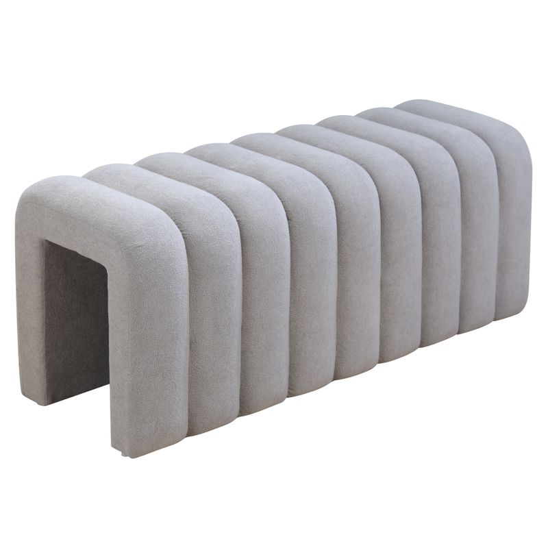 Moderná dizajnová lavica, 95 cm, sivá látka