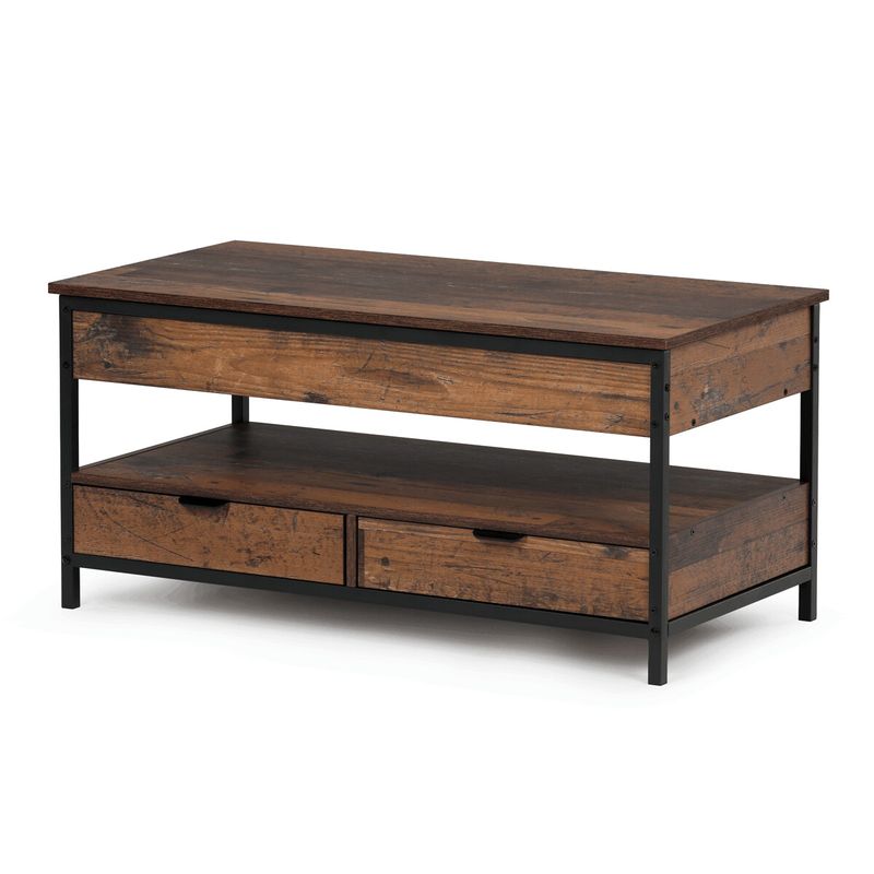 Konferenčný stolík, 100x50cm, MDF old wood, nohy čierny kov
