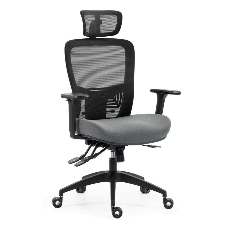 Ergonomická kancelárska stolička sivá, sieťované operadlo, 120 kg