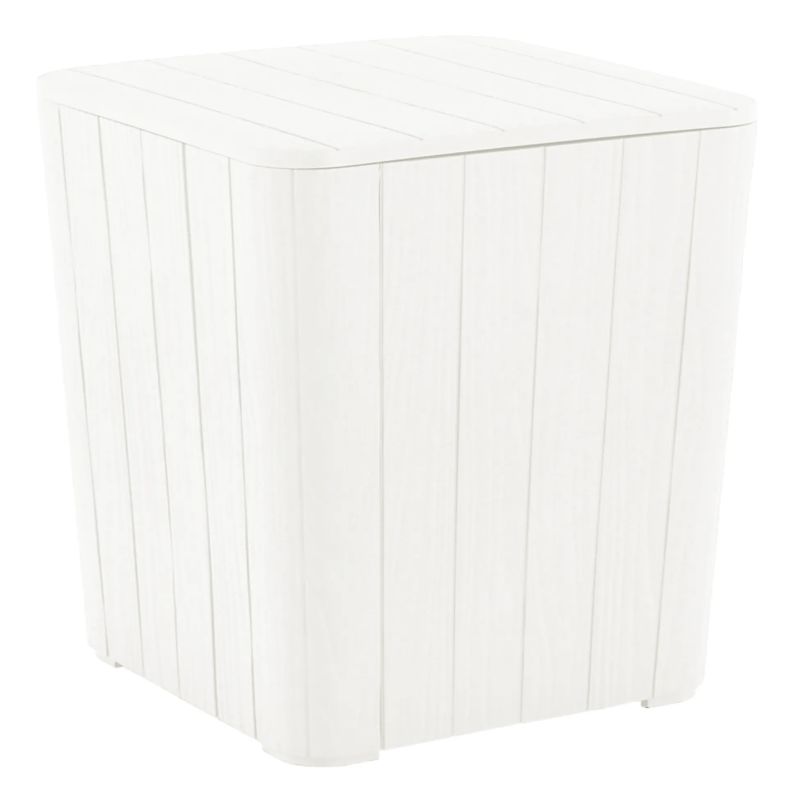 Záhradný úložný box/príručný stolík, biely