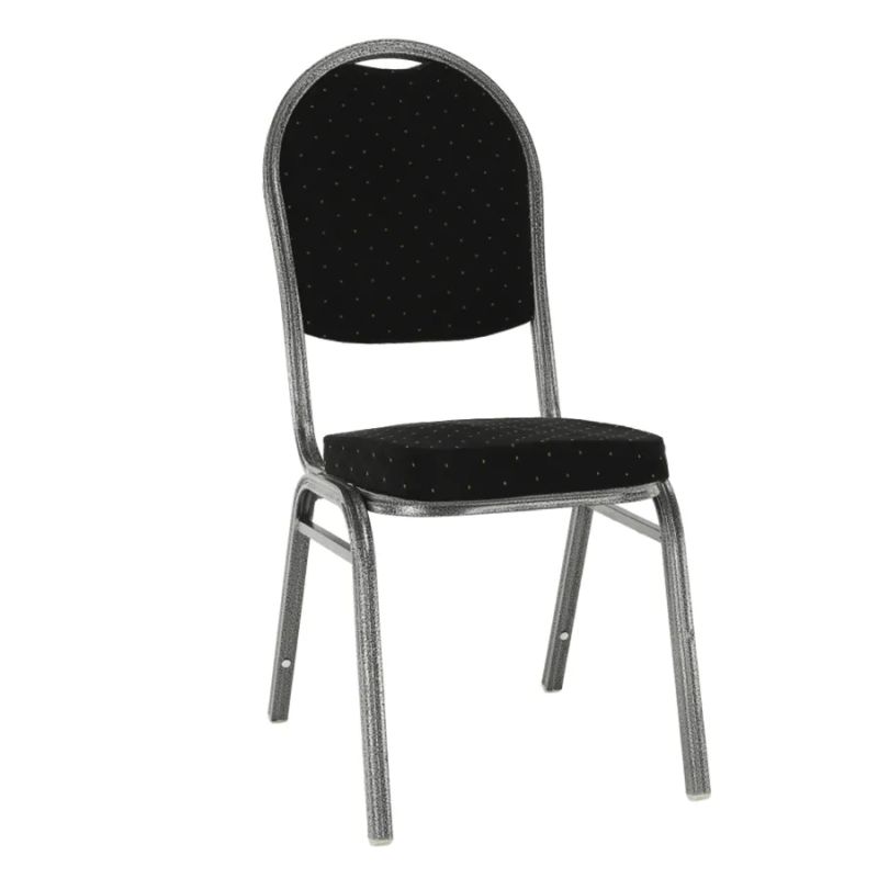 Konferenčná stohovateľná stolička čierna/sivý rám