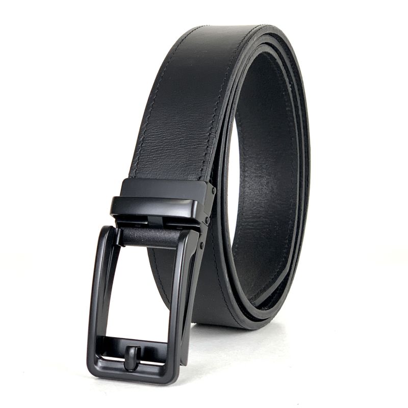 Opasok z pravej kože s automatickou prackou BLACK BELT Čierna