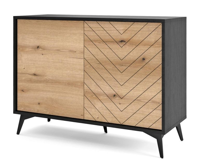 Elegantná moderná komoda K104 čierna-dub evoke