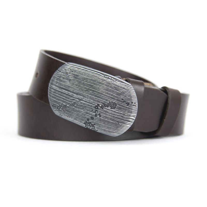 Kožený opasok BLACK WOOD - Tmavo hnedá