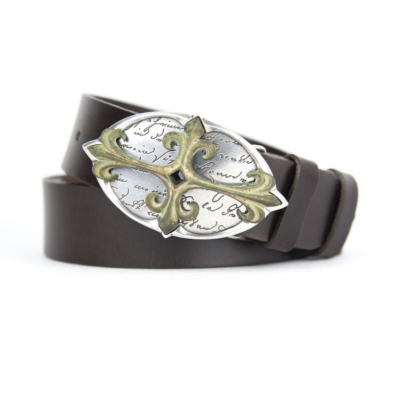 Kožený opasok KNIGHT - Tmavo hnedá