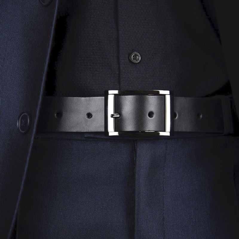 Kožený opasok FREEDOM, šírka 3.3cm - Čierna