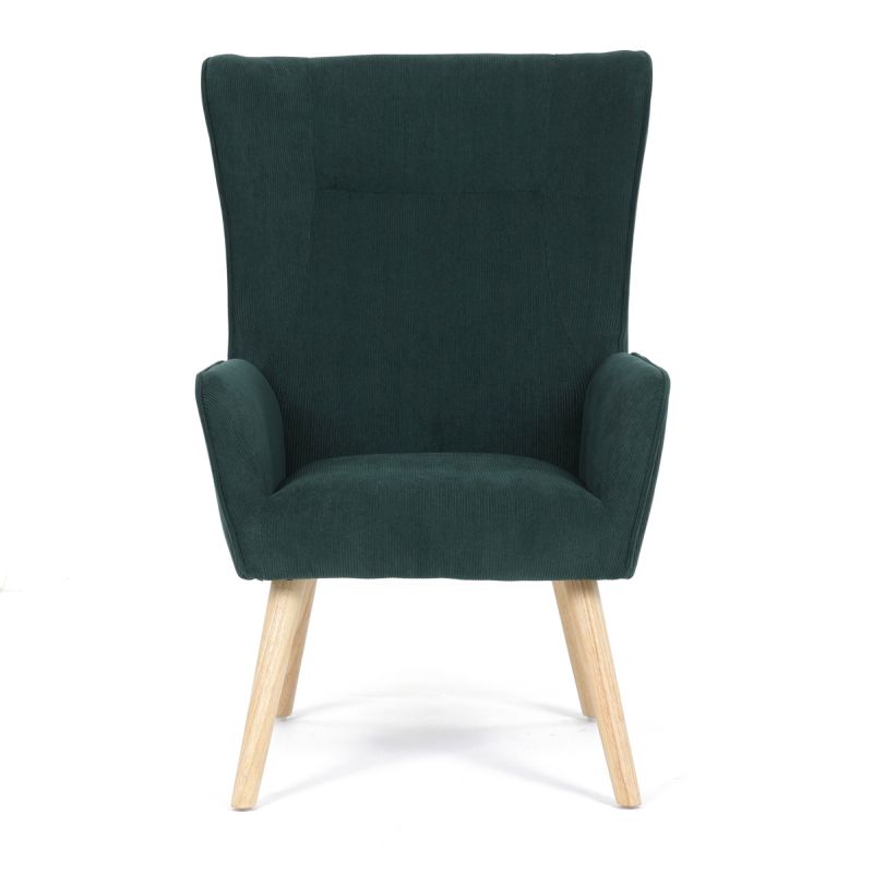 Moderné elegantné kreslo, poťah zelená menčestrová látka
