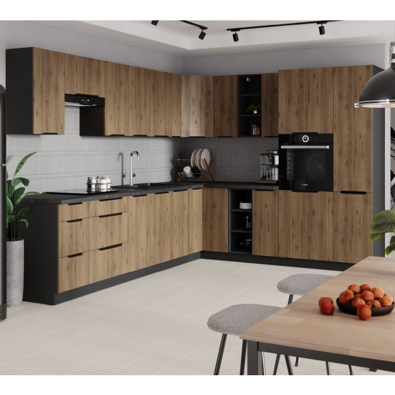 Horná policová skrinka, čierna, 30 G-72 OTW, otvorená