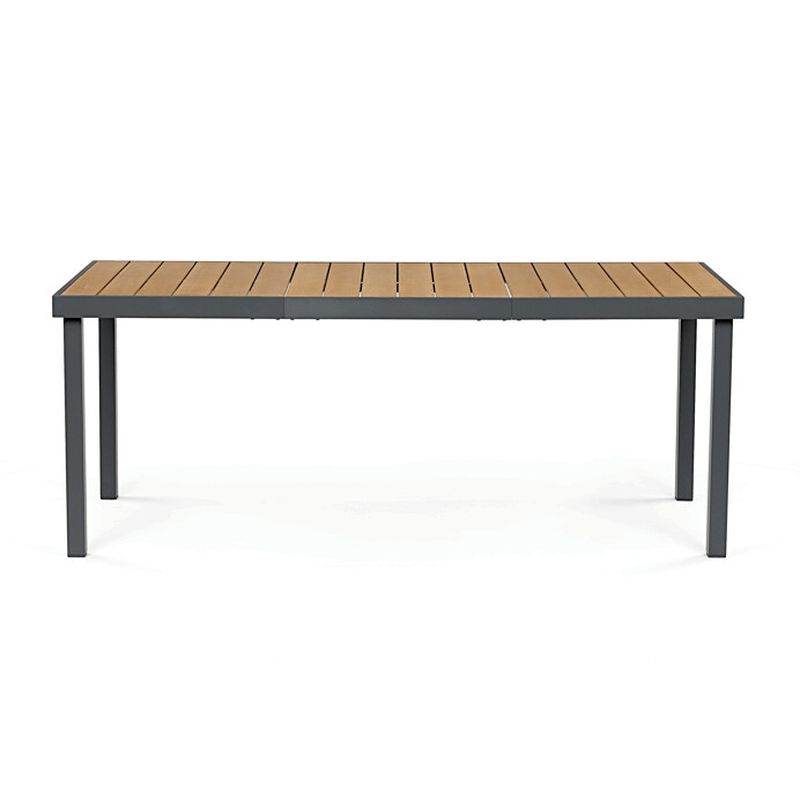 Záhradný stôl 190x90cm, hliník v sivom odtieni, doska z polywoodu prírodná