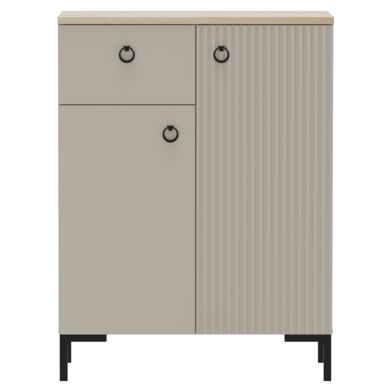 Komoda 2D1S, sivohnedá Taupe, dub silverjack, kombinovaná