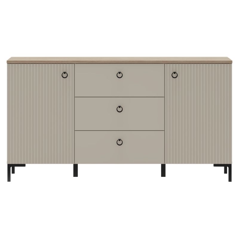 Komoda 2D3S, sivohnedá Taupe, dub silverjack, kombinovaná