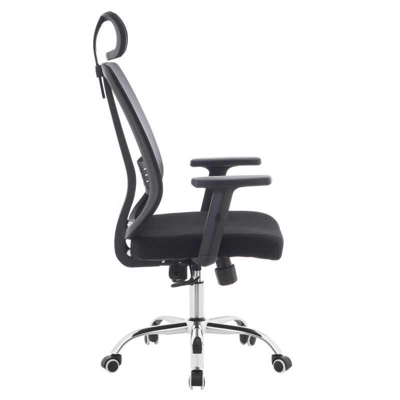 Ergonomické kancelárske kreslo čierne so sieťovinou a chrómovou podstavou