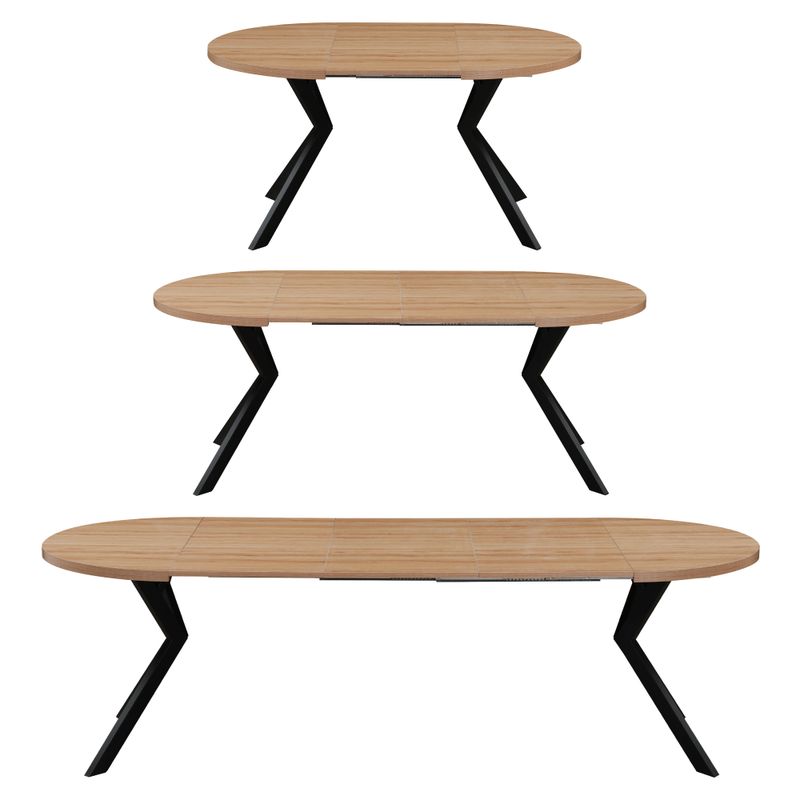 Okrúhly jedálenský rozkladací stôl, 100cm, dub svetlý, čierny