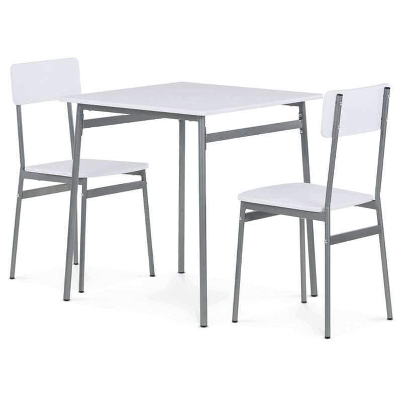 Jedálenský set 1+2, MDF biela so sivou kovovou podnožou