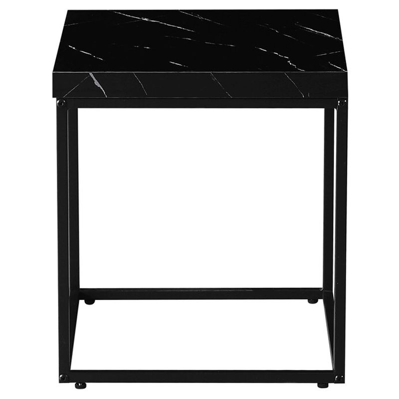 Konferenčný stolík 40x40cm, MDF čierny mramor, čierna podnož