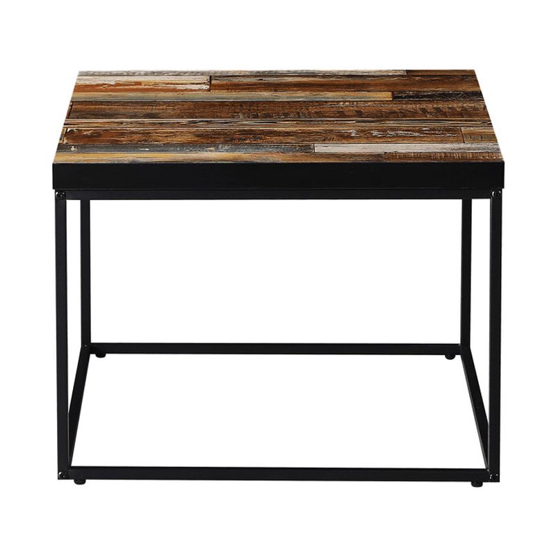 Konferenčný stolík 60x60cm, MDF old wood, čierna podnož