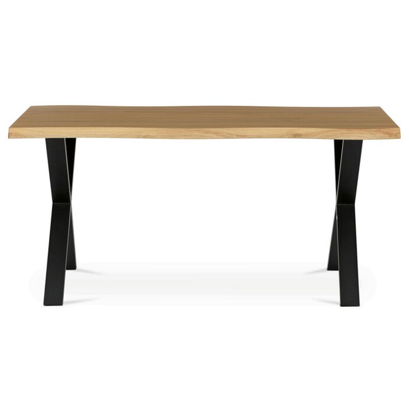 Jedálenský stôl 160x90, MDF divoký dub, nohy kov čierny v tvare X