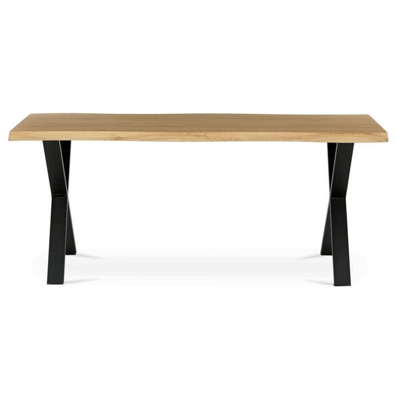Jedálenský stôl 180x90, MDF divoký dub, nohy kov čierny v tvare X