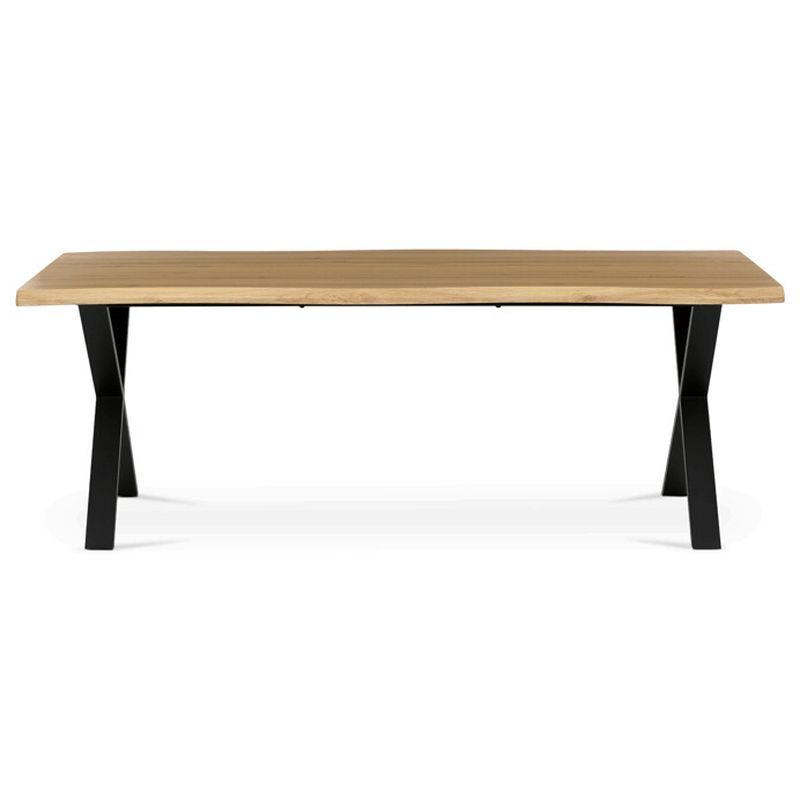 Jedálenský stôl 210x100, MDF divoký dub, nohy kov čierny v tvare X