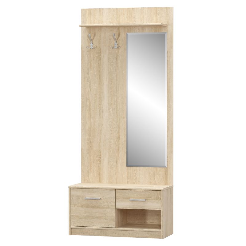 Vešiakový panel so zrkadlom, 83cm, dub sonoma