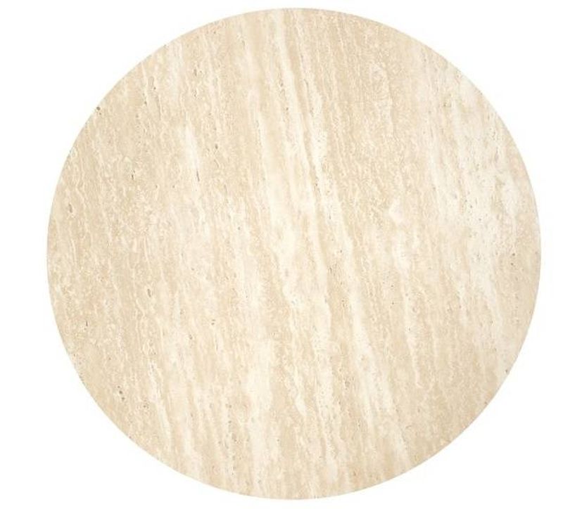 Okrúhly konferenčný stolík 80cm, orech, travertín