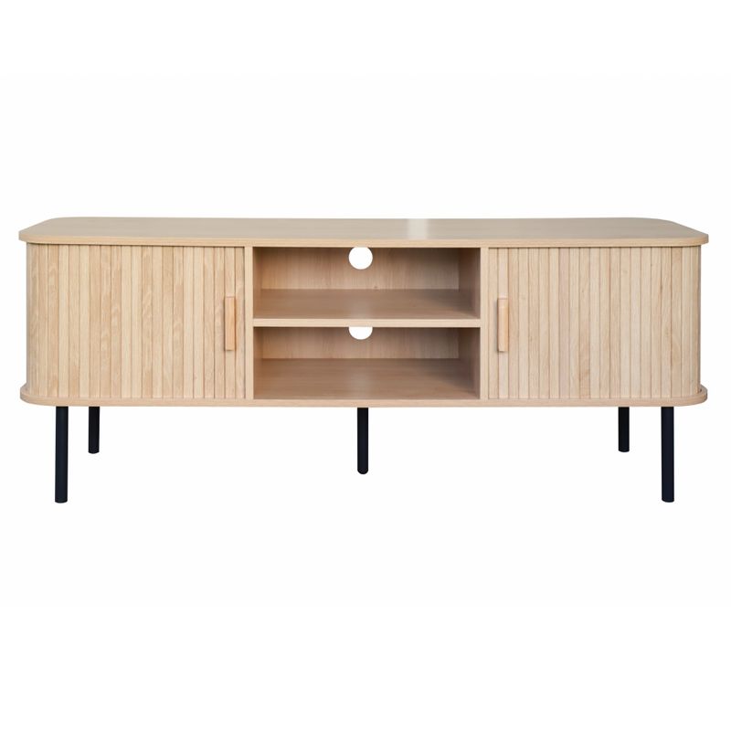 Moderný TV stolík, dub, 140cm, s posuvnými dvierkami