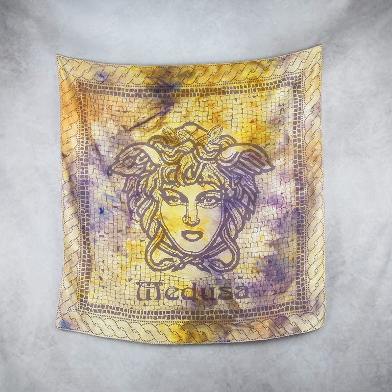 Hodvábna šatka MEDÚZA MIX FARIEB_4, 80×80 cm, Made in Slovakia