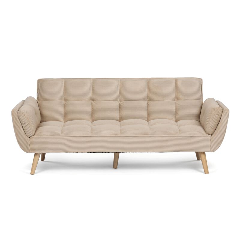 Trojmiestna rozkladacia pohovka, béžová menčestrová látka
