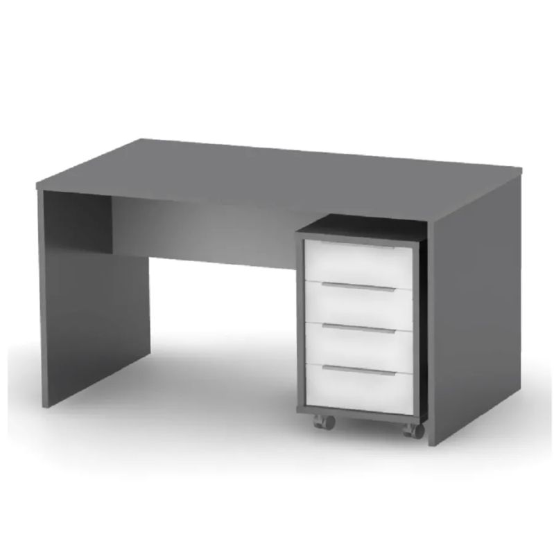 Moderný písací stôl z kvalitnej DTD, grafit/biela, 160cm
