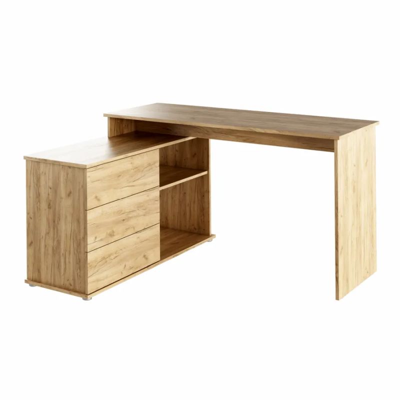 Univerzálny rohový PC stôl so šuplíkmi, dub artisan