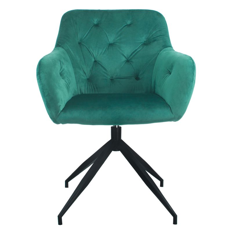 Moderná a pohodlná otočná stolička, zelená Velvet látka