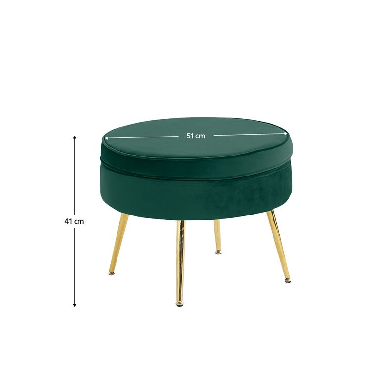 Taburet v štýle Art-deco, smaragdová Velvet látka-gold chróm-zlatý