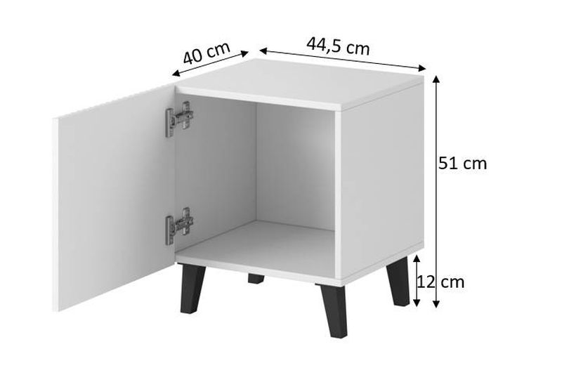 Set nočných stolíkov (2KS) biely mat-čierne nohy