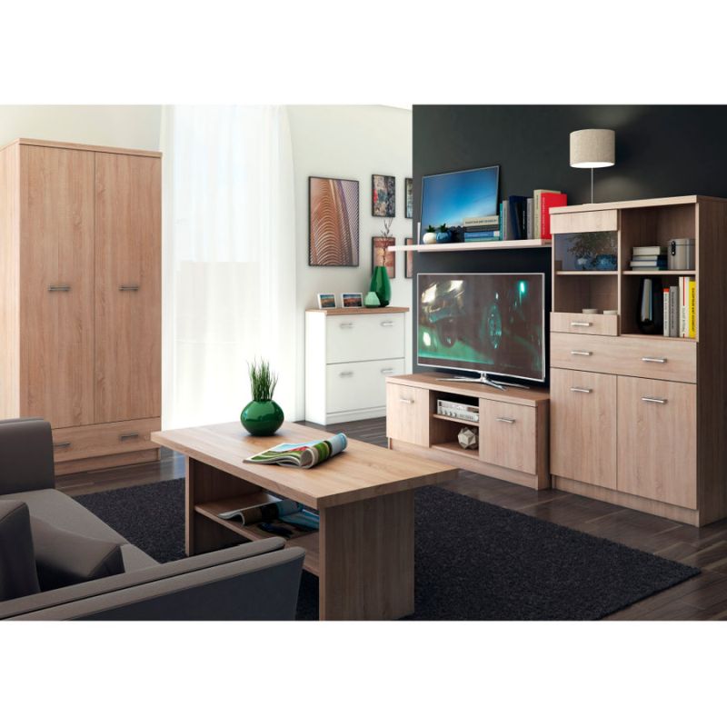 Dokonalý RTV stolík, dub sonoma, woodline krem