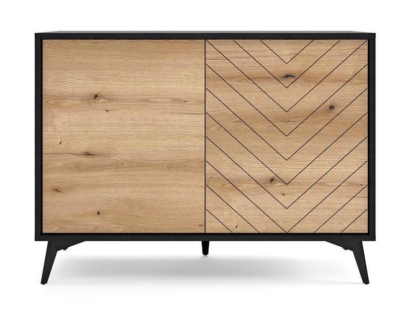 Elegantná moderná komoda K104 čierna-dub evoke
