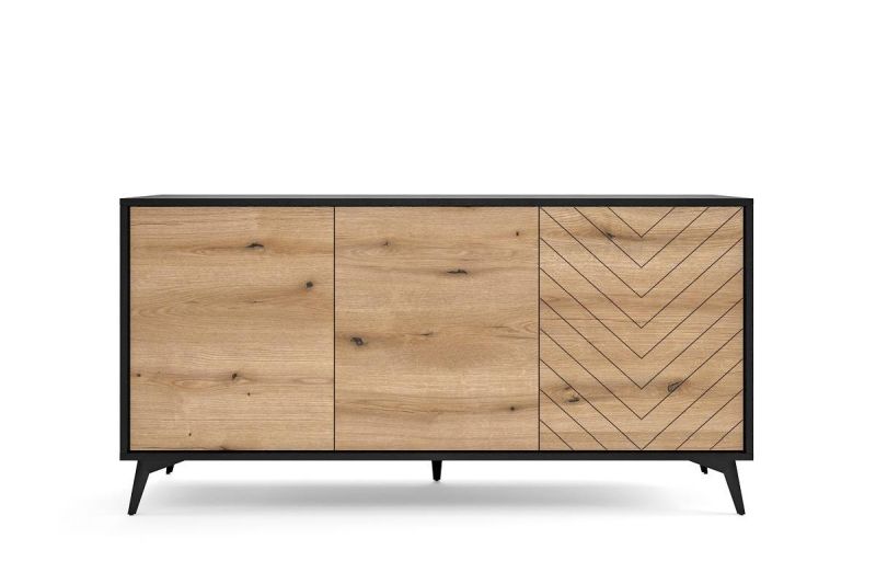 Elegantná moderná komoda K154 čierna-dub evoke