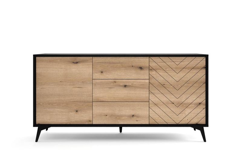 Elegantná moderná komoda KSZ154 čierna-dub evoke