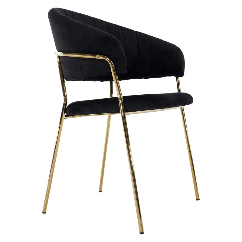 Dizajnové jedálenské kreslo, čierna Velvet látka/gold chróm zlatý