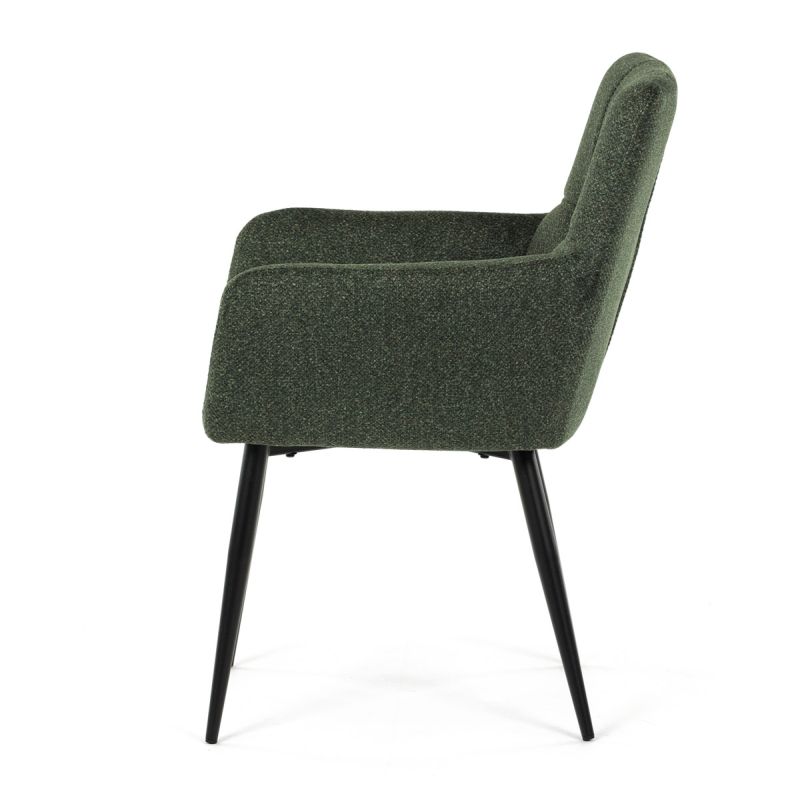 Elegantná zelená jedálenská stolička s podrúčkami