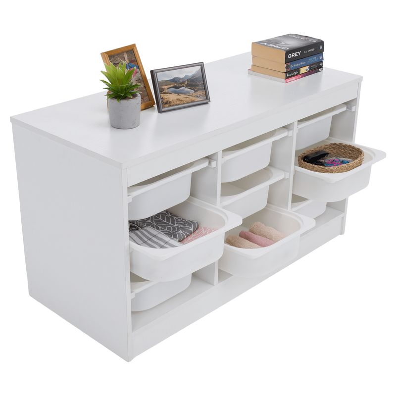 Organizér s úložnými boxami z MDF v bielej farbe
