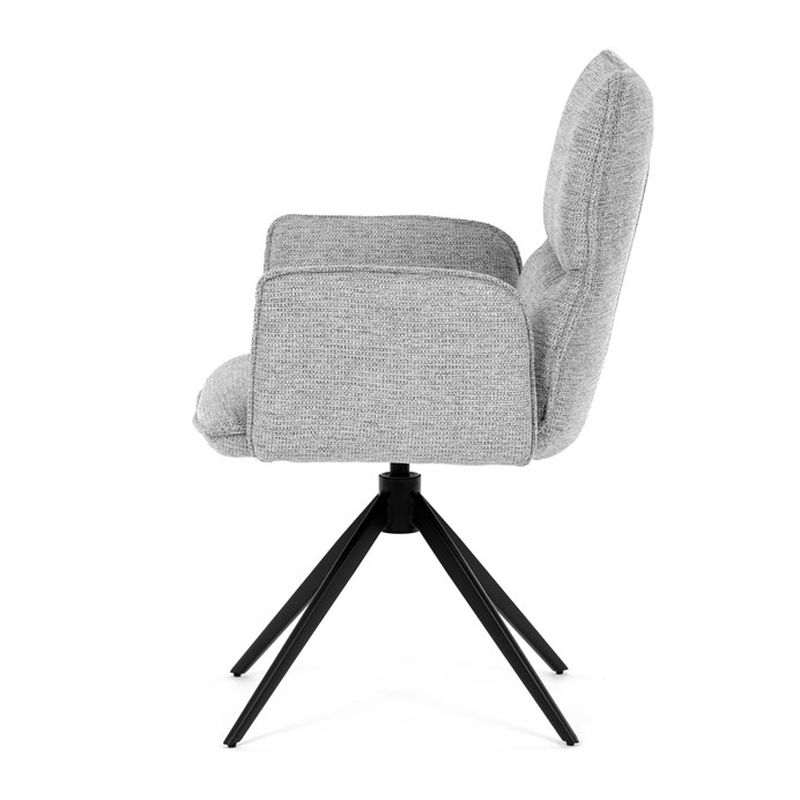 Elegantná jedálenská stolička strieborná látka, 360 ° vratný mechanizmus