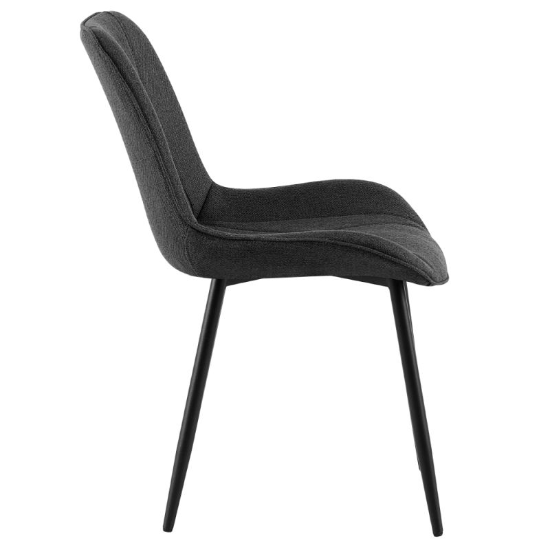 Elegantná jedálenská stolička tmavosivá látka, čierny kov