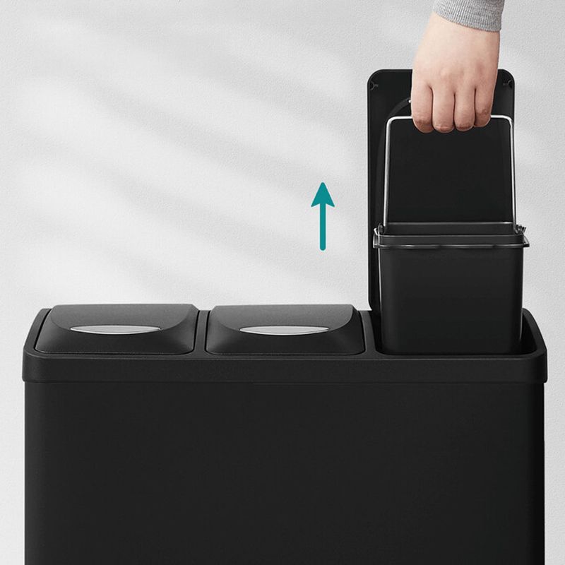 Odpadkový kôš, čierny, s pedálmi, 3×8 l